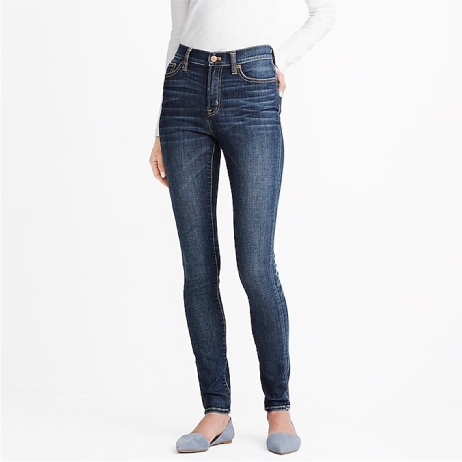 J Crew Stretch Classic Blue High Rise Skinny Jeans Size 25 Style G7357 Denim
